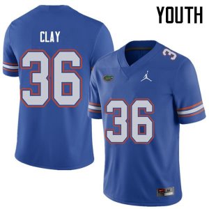 Youth Florida Gators #36 Robert Clay NCAA Jordan Brand Royal Authentic Stitched College Football Jersey VZN0462SW